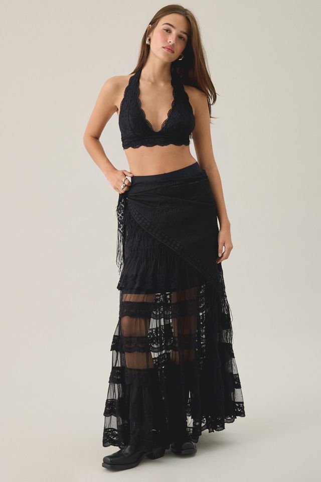 AllSaints Maggie Semi-Sheer Tiered Lace Maxi Skirt #4