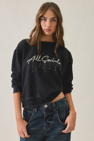 AllSaints Pippa Chains Embellished Graphic Crew Neck Pullover
