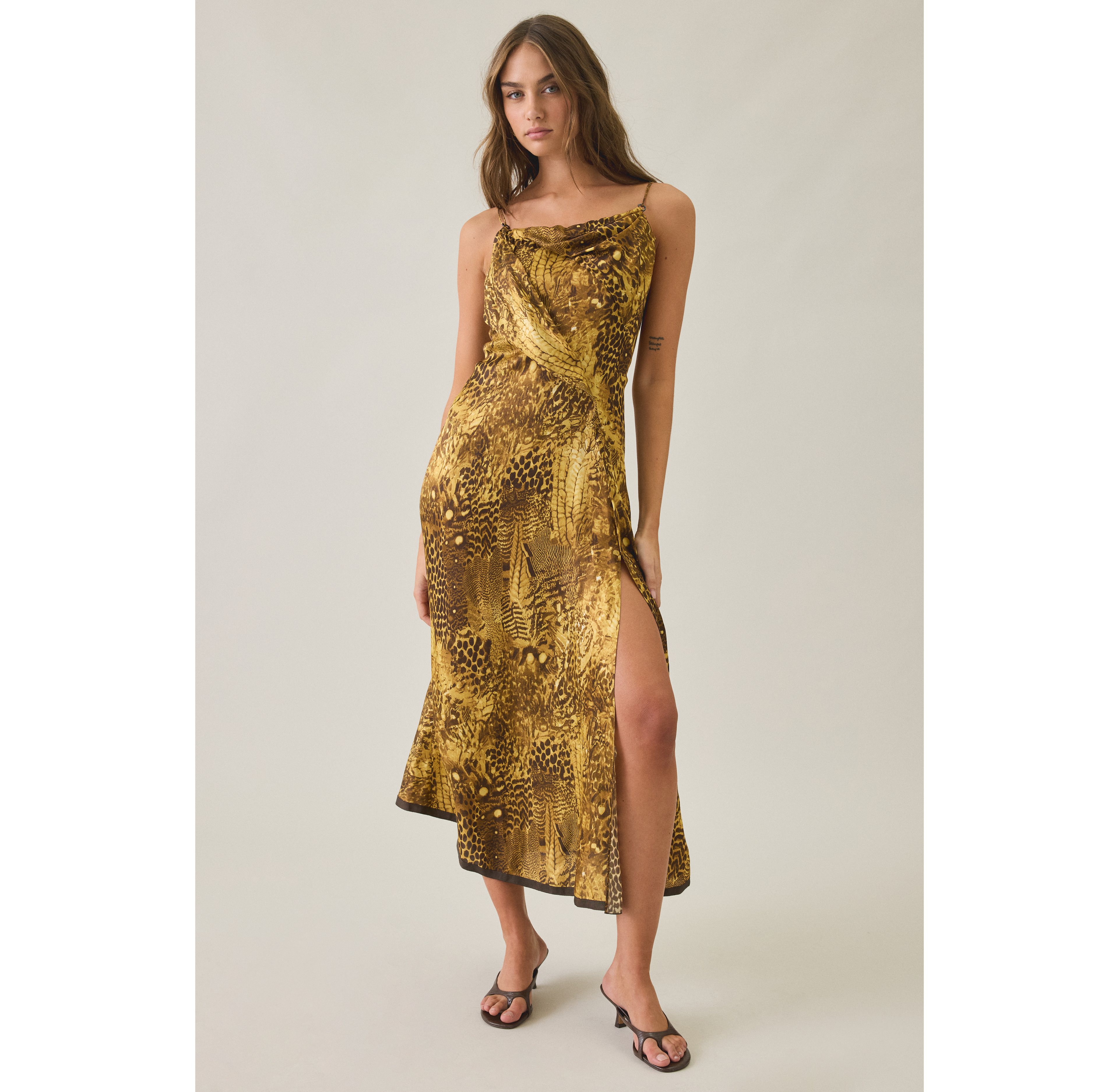 AllSaints Claire Asymmetric Cowl Neck Maxi Dress