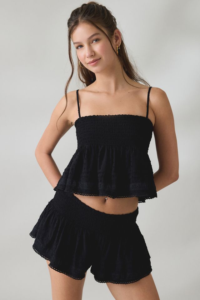 Kimchi Blue Coffee Date Flutter Lace Trim Shorts 2-Piece Set #3