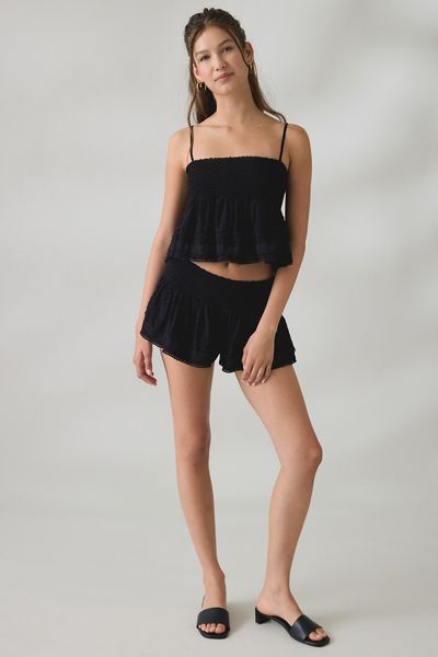 Kimchi Blue Coffee Date Flutter Lace Trim Shorts 2-Piece Set
