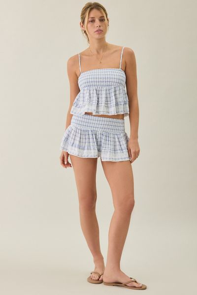 Kimchi Blue Coffee Date Flutter Lace Trim Shorts 2-Piece Set