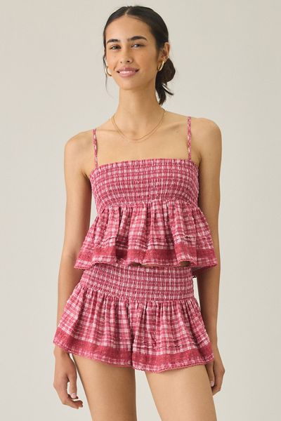 Kimchi Blue Coffee Date Flutter Lace Trim Shorts 2-Piece Set