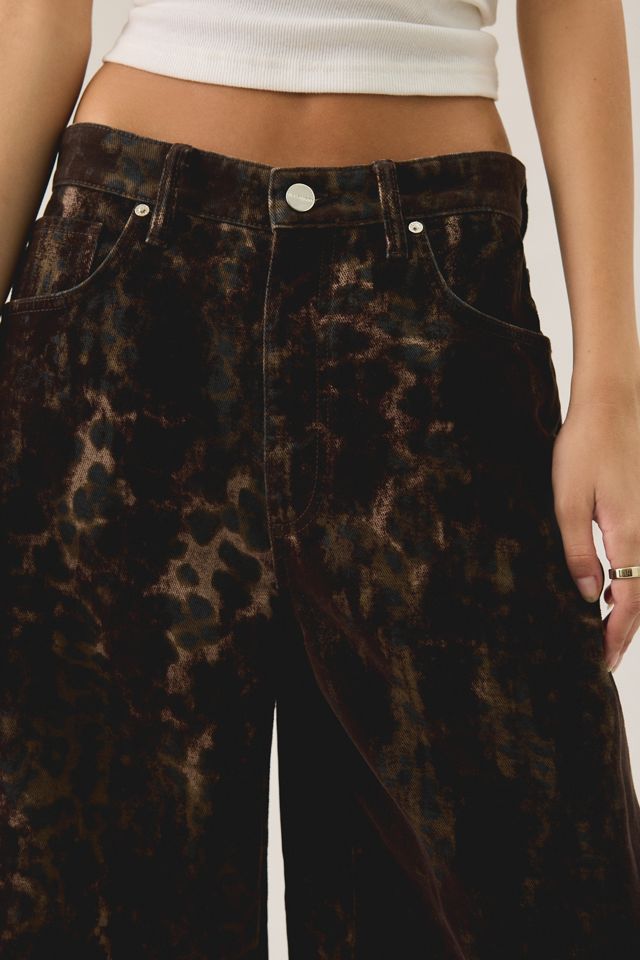 AllSaints Jett Flocked Leopard Print Barrel Leg Jeans #2