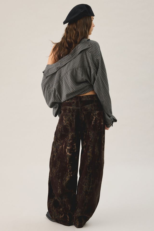 AllSaints Jett Flocked Leopard Print Barrel Leg Jeans #3