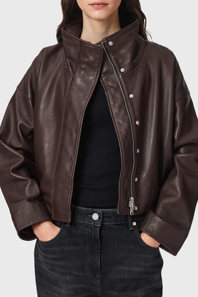 AllSaints Ryder Funnel Neck Leather Jacket
