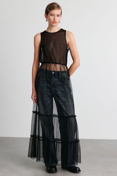 AllSaints Terra Tiered Sheer Mesh Maxi Dress