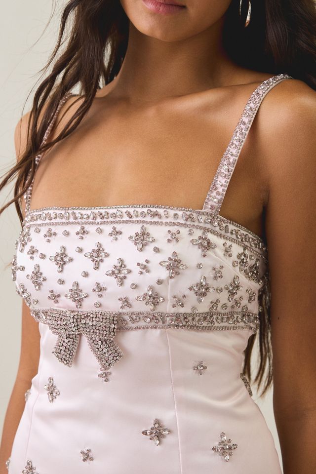 LoveShackFancy Casslouie Beaded Satin Mini Dress #1