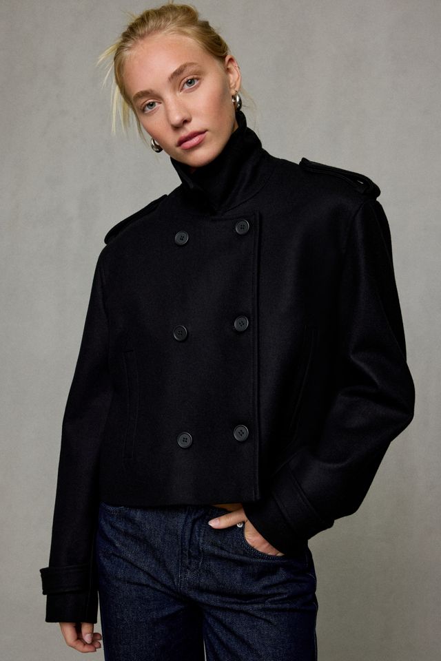 AllSaints Lowla Double-Breasted Cropped Peacoat #1
