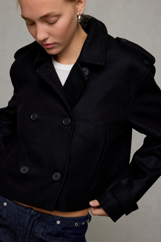 AllSaints Lowla Double-Breasted Cropped Peacoat #2