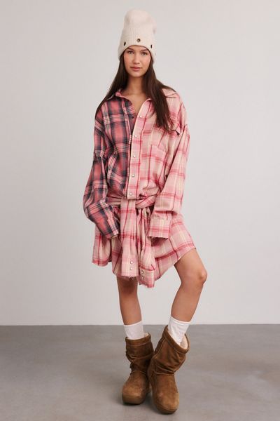 The Tales Tied-Up Pre-Styled Flannel Shirt Mini Dress