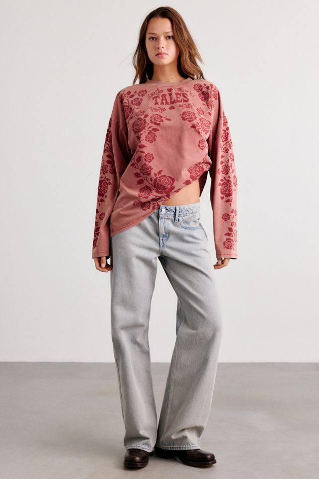 The Tales Distorted Burnt Rose Graphic Oversized Long Sleeve Tee #1