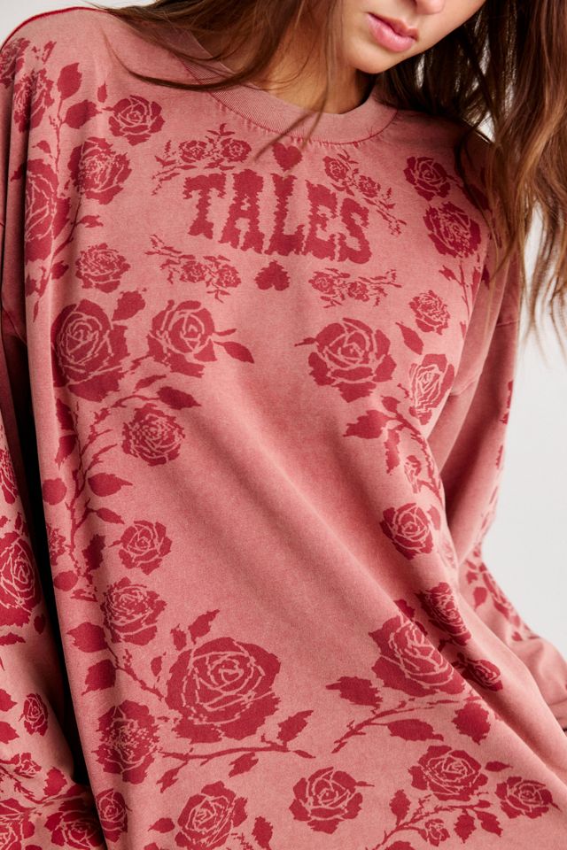 The Tales Distorted Burnt Rose Graphic Oversized Long Sleeve Tee #2