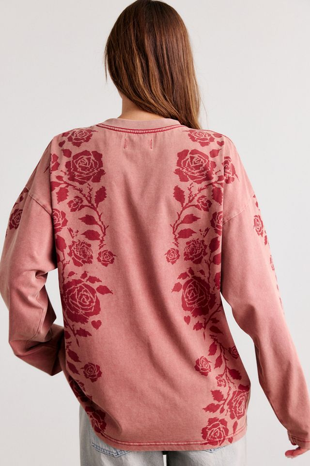 The Tales Distorted Burnt Rose Graphic Oversized Long Sleeve Tee #3