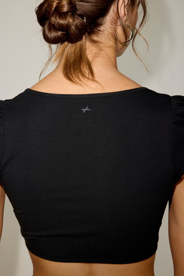 Out From Under Bec Short Sleeve Tie-Front Shrug Top #3