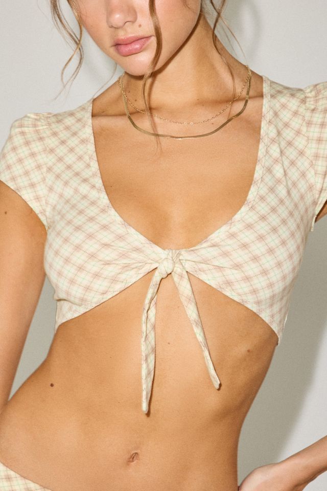 Out From Under Bec Short Sleeve Tie-Front Shrug Top #1