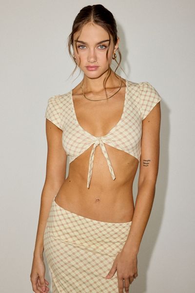 Out From Under Bec Short Sleeve Tie-Front Shrug Top