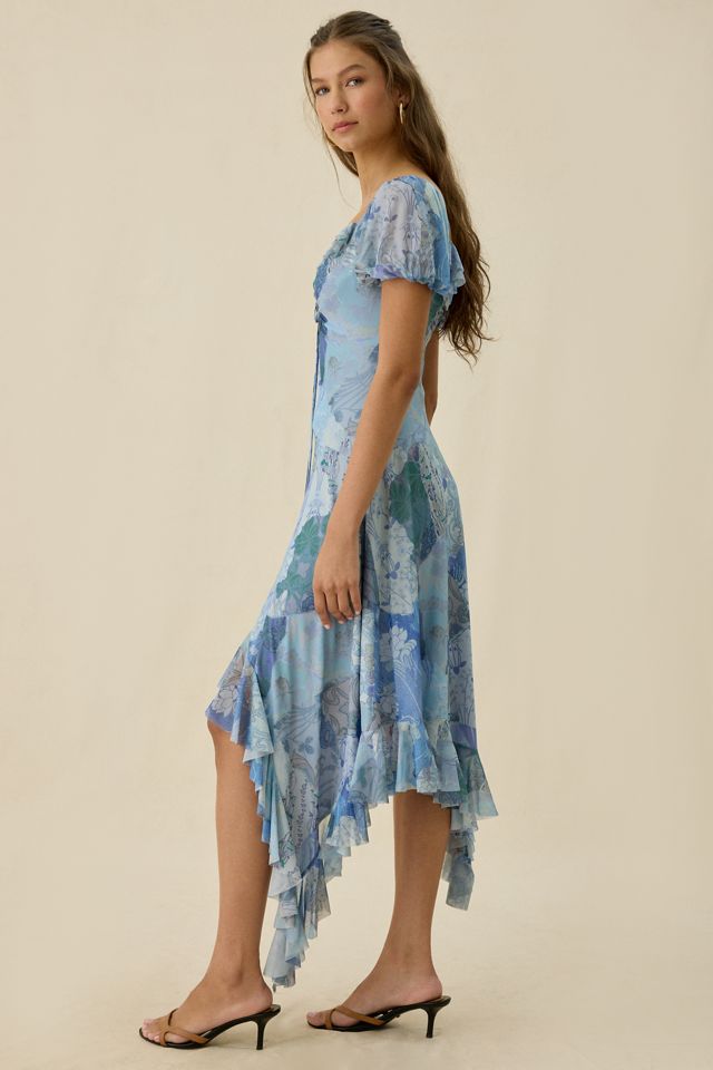 Robe midi asymétrique à volants en maille aquarelle Hyacinth Kimchi Blue #2
