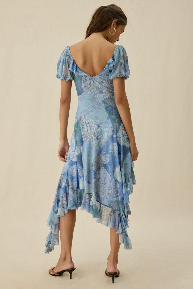 Robe midi asymétrique à volants en maille aquarelle Hyacinth Kimchi Blue #3