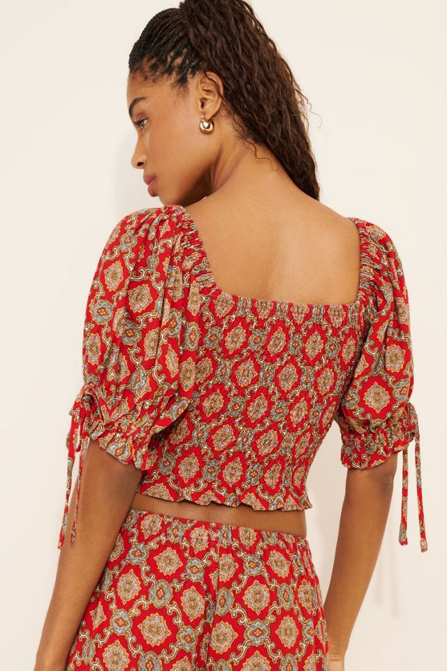 Fashion Brand Company Crop Smocked Puff Sleeve Blouse #1