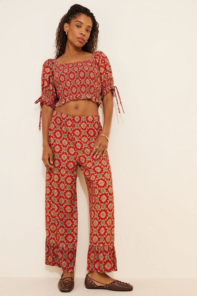 Fashion Brand Company Crop Smocked Puff Sleeve Blouse #3