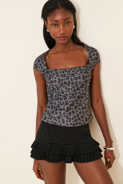 Glamorous Leopard Square-Neck Top