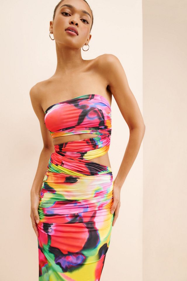 AFRM Strapless Floral Cutout Maxi Dress #2