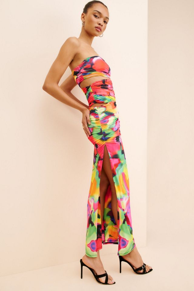 AFRM Strapless Floral Cutout Maxi Dress #3