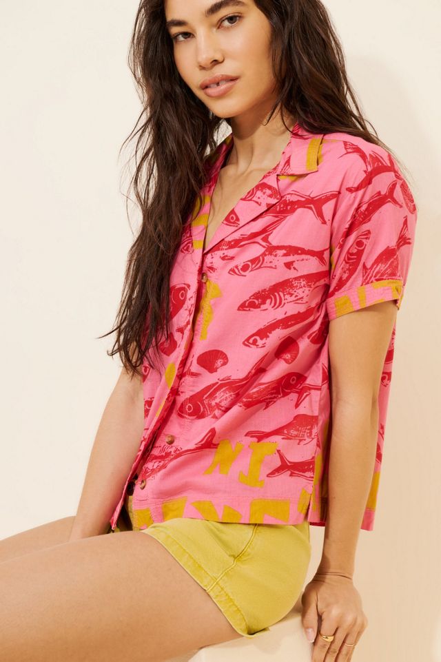 BDG Asher Printed Souvenir Short Sleeve Button-Down Shirt #1