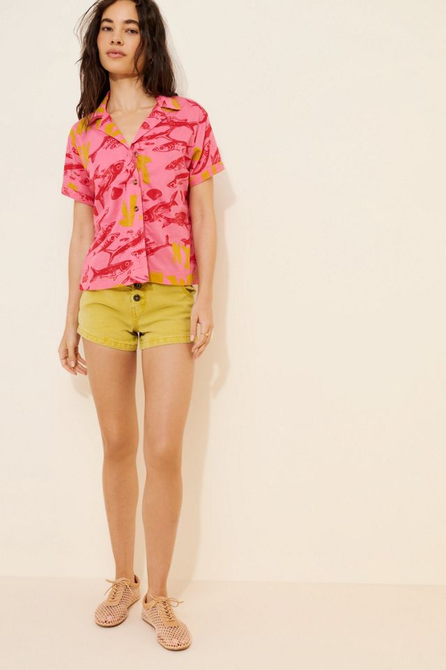 BDG Asher Printed Souvenir Short Sleeve Button-Down Shirt #3