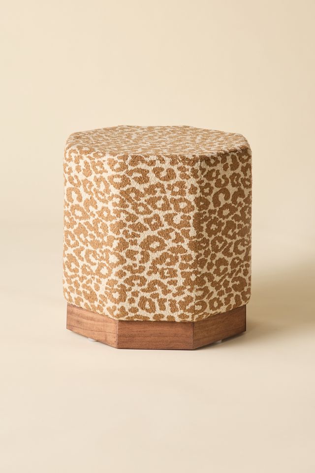 Suki Leopard Print Upholstered Ottoman #1