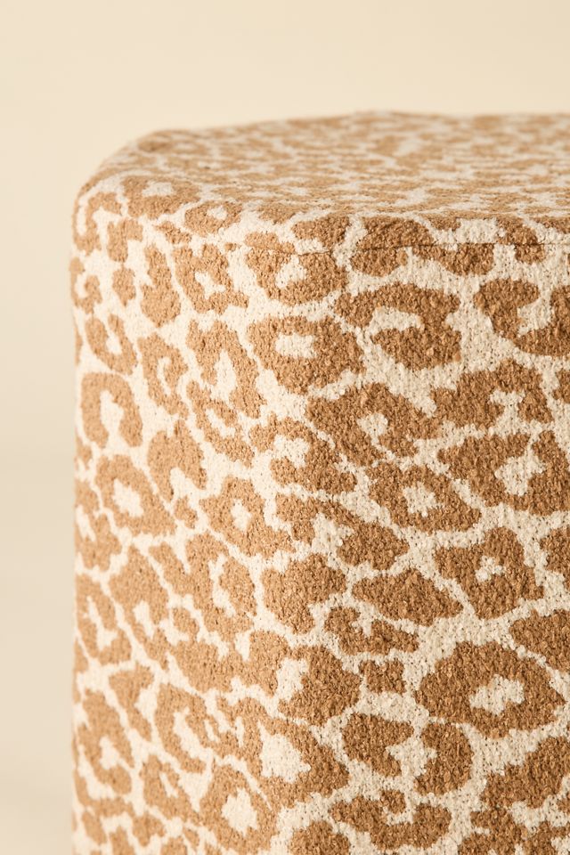 Suki Leopard Print Upholstered Ottoman #2