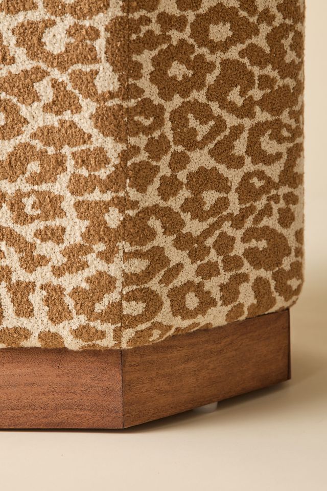 Suki Leopard Print Upholstered Ottoman #3