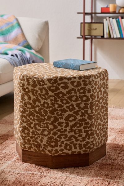 Suki Leopard Print Upholstered Ottoman