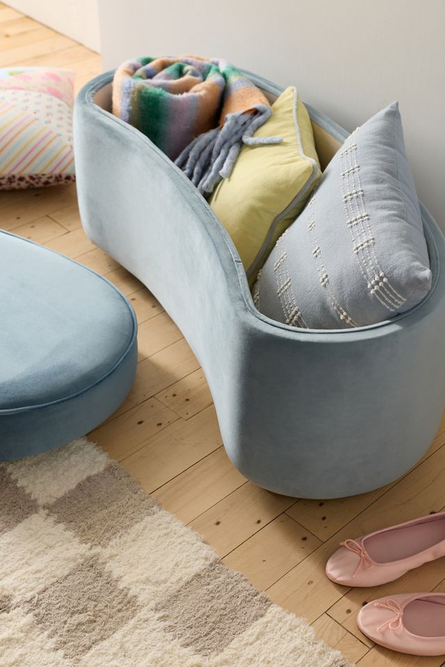 Holt Curved Velvet Upholstered Storage Bench #1