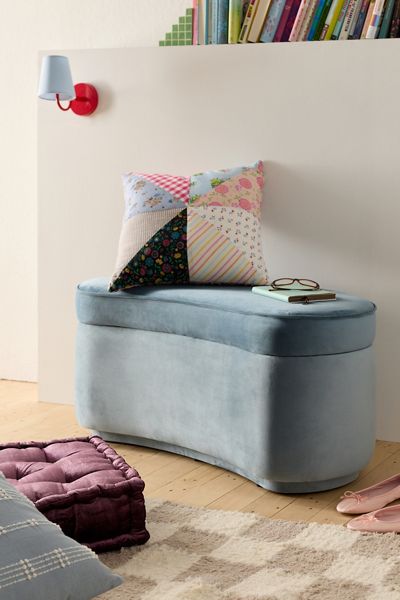 Holt Curved Velvet Upholstered Storage Bench