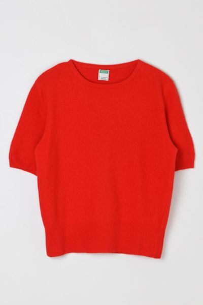 Vintage 90s Benetton Scarlet Red Short-Sleeve Sweater