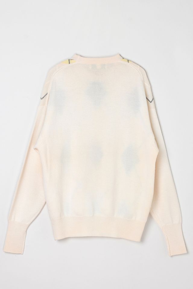 Vintage 90s Cream Argyle Merino Wool Sweater #2