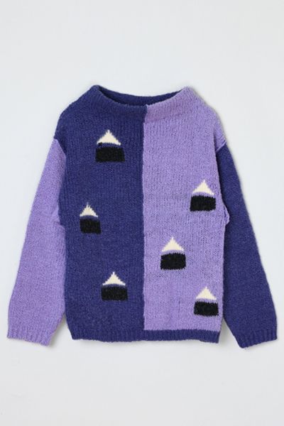 Vintage 70s Purple Colorblock Sweater