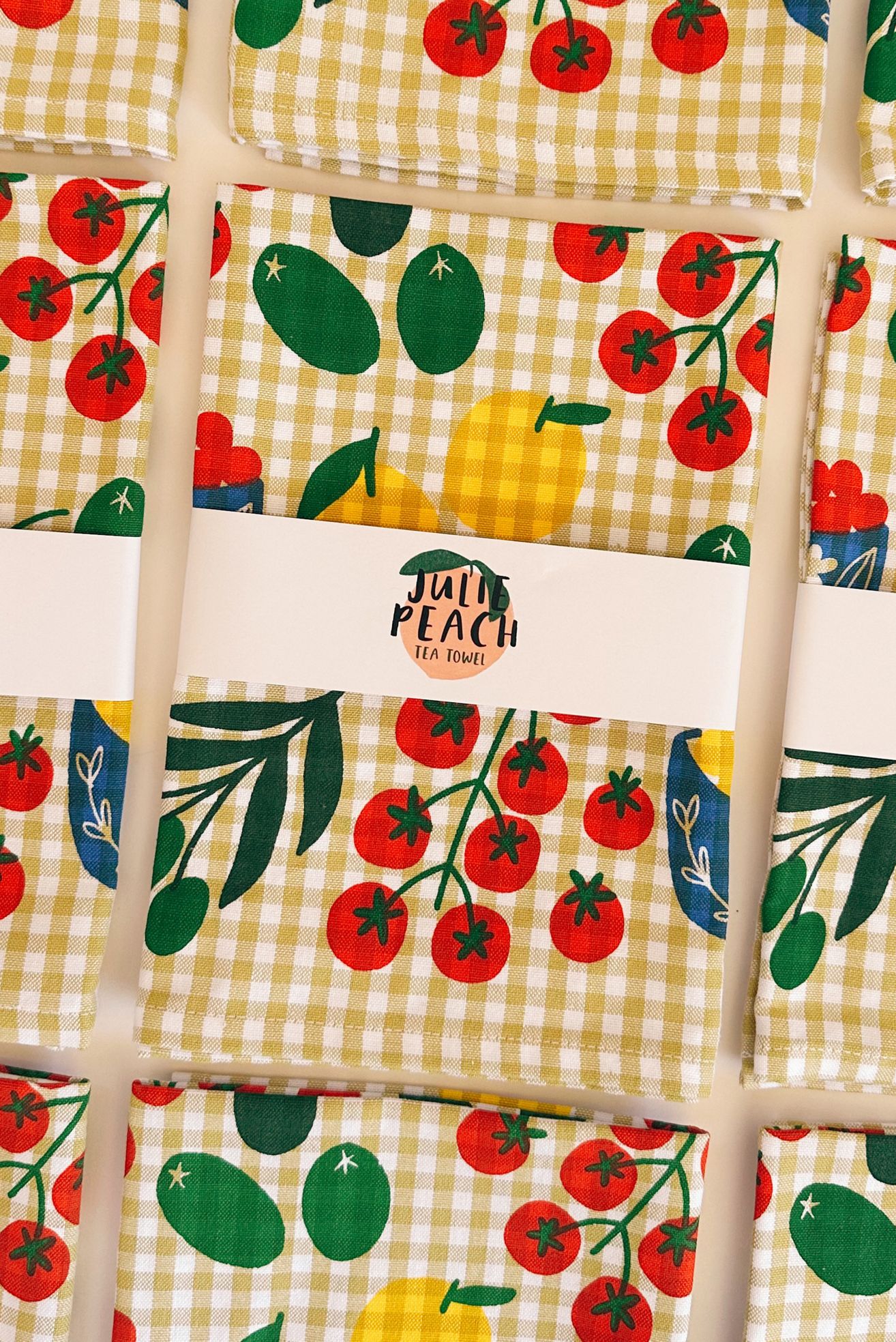 Julie Peach Mangia! Tea Towel - Multi, ONE SIZE