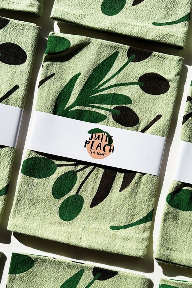 Julie Peach Olive Toss Tea Towel #1
