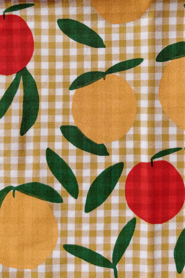 Julie Peach Gingham Peach Tea Towel #1
