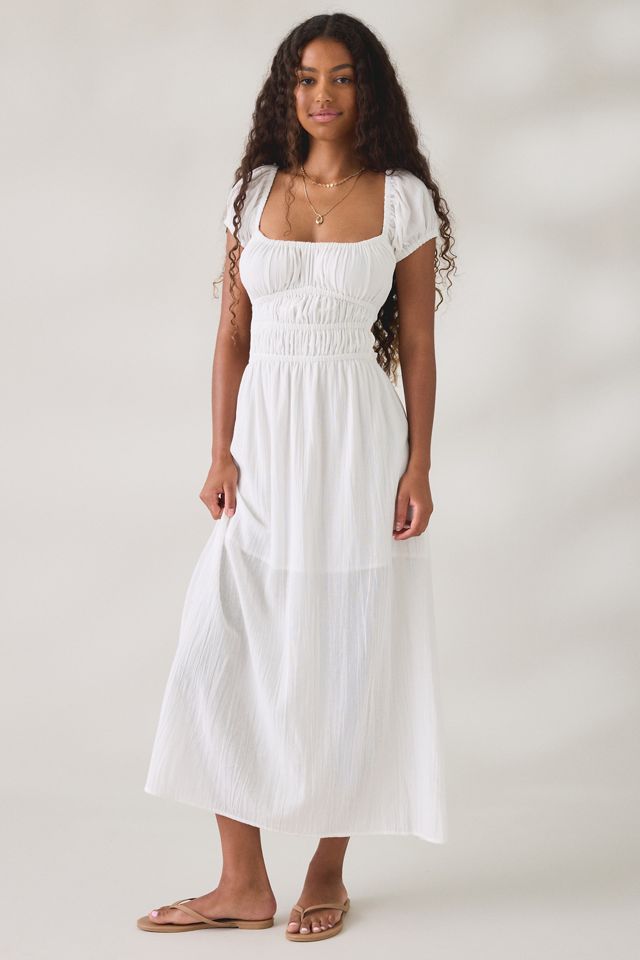 Robe longue UO Fearless Frolic à dos ouvert avec smocks et manches courtes #1