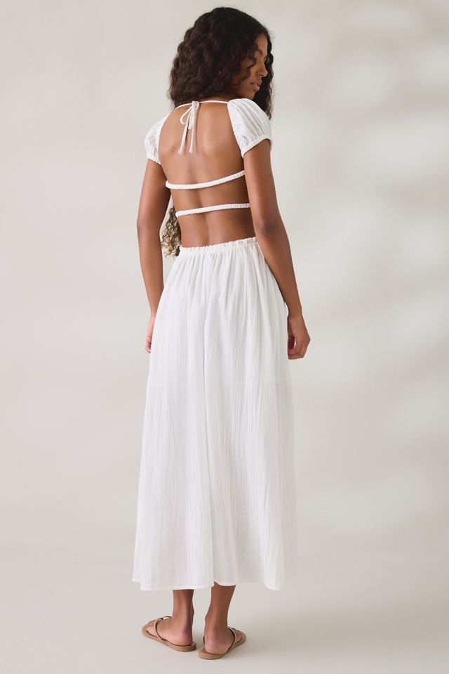 Robe longue UO Fearless Frolic à dos ouvert avec smocks et manches courtes #2