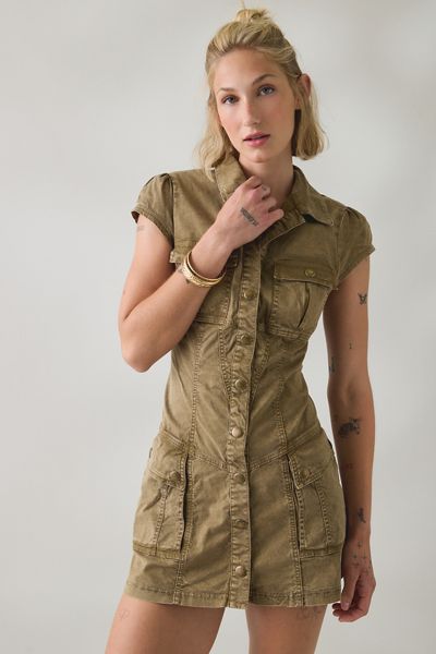 BDG Ground Control Twill Cargo Shirt Mini Dress