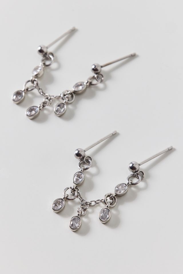Stainless Steel Chandelier Double Post Earrings #1