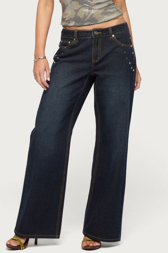 Edikted Spiral Studded Low Rise Baggy Jeans #2