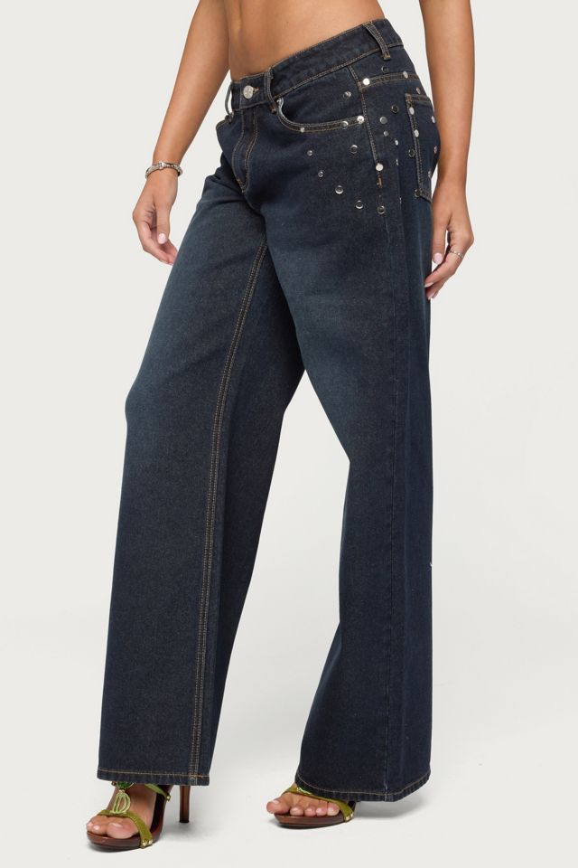 Edikted Spiral Studded Low Rise Baggy Jeans #3