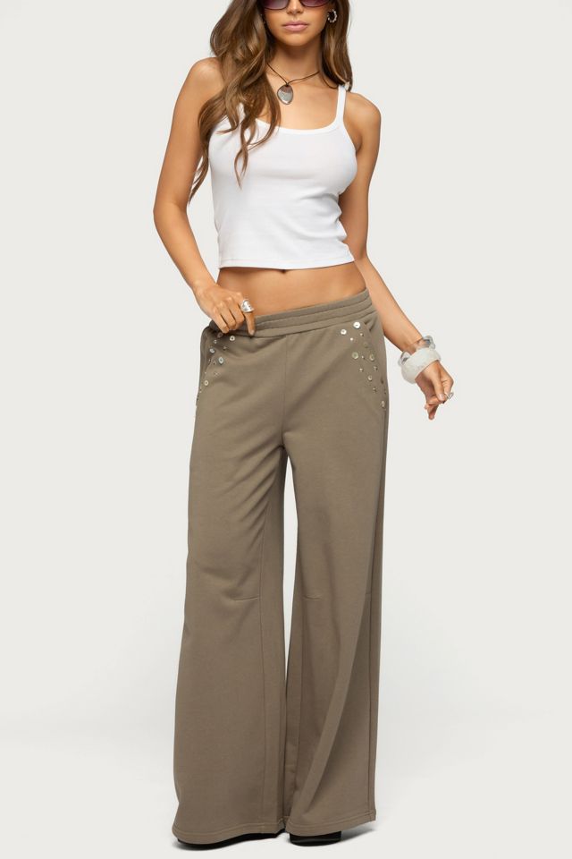 Edikted Zania Iridescent Button Sweatpants #1