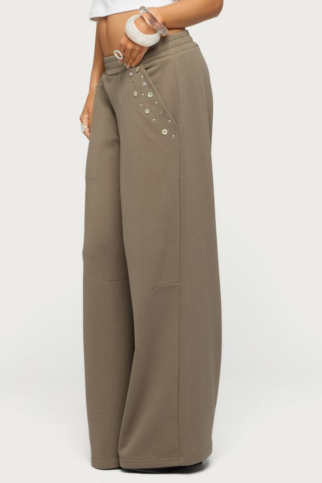 Edikted Zania Iridescent Button Sweatpants #2